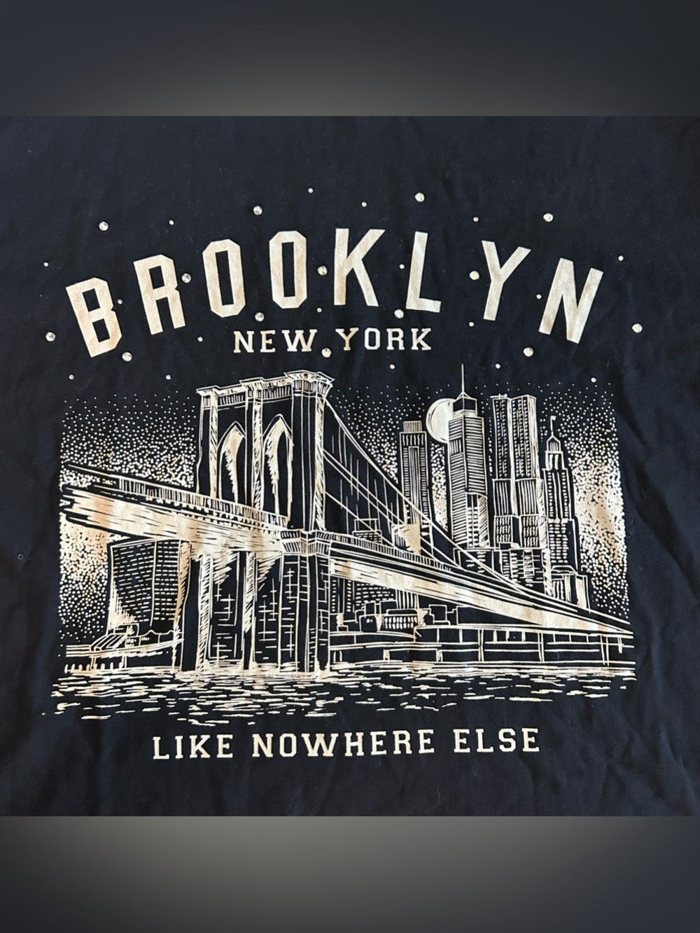 NWT Brooklyn New York Graphic Tee in Black with Embellishments Women’s - Picture 2 of 8